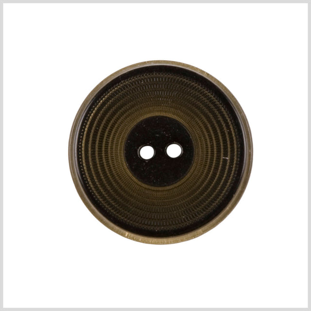 Plastic 2-Hole Button - 24L/15mm - Brown Ribbed Concentric Rings
