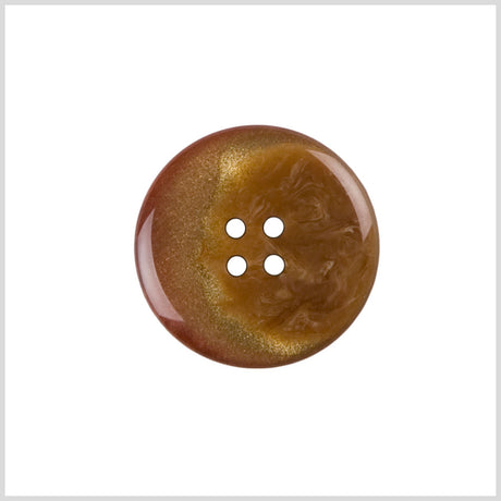Plastic 4-Hole Button - 36L/23mm - Rust and Gold Shimmering Swirls