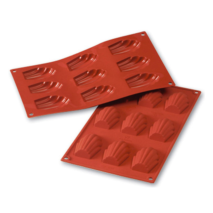 Silikomart Flexible Silicone Non-Stick Bakeware Madeleine Mold 1 Oz, 2.68" x 1.77" x .67" Deep, 9 Cavities