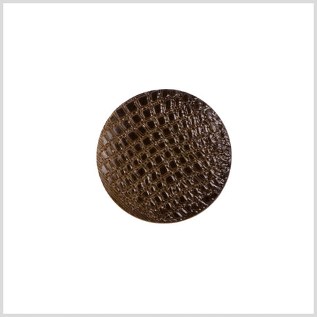 Plastic Shank Back Button - 24L/15mm - Brown Alligator Skin Embossed