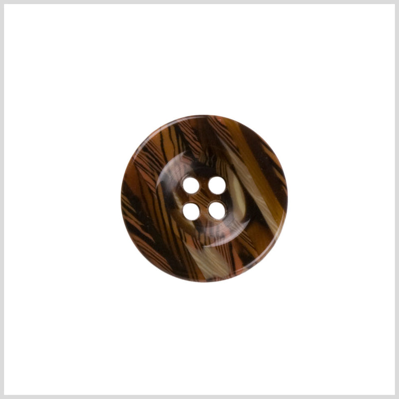 Plastic 4-Hole Button - 28L/18mm - Brown and Tan Overlapping Animal Stripes