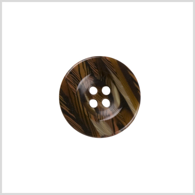 Plastic 4-Hole Button - 32L/20mm - Brown and Tan Overlapping Animal Stripes