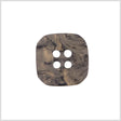 Rounded Square Plastic 4-Hole Button - 34L/21.5mm - Beige and Gray Marbled Swirls