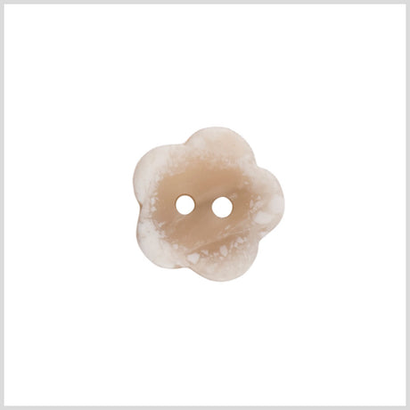 Flower-Shaped Plastic 2-Hole Button - 28L/18mm - Beige and White Mottled Daisy