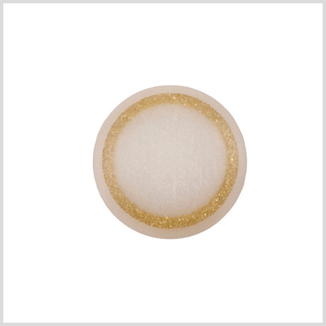 Plastic Shank Back Button - 36L/23mm - Ivory and Gold Glitter Ring