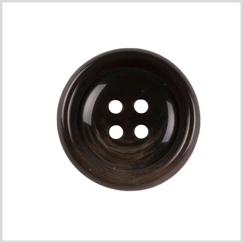 Plastic 4-Hole Button - 44L/28mm - Dark Brown and Taupe Swirled Convex Center