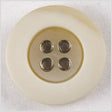 Plastic 4-Hole Button wiht Metal Hole Rims - 36L/23mm - Beige and Cream Wide Rim