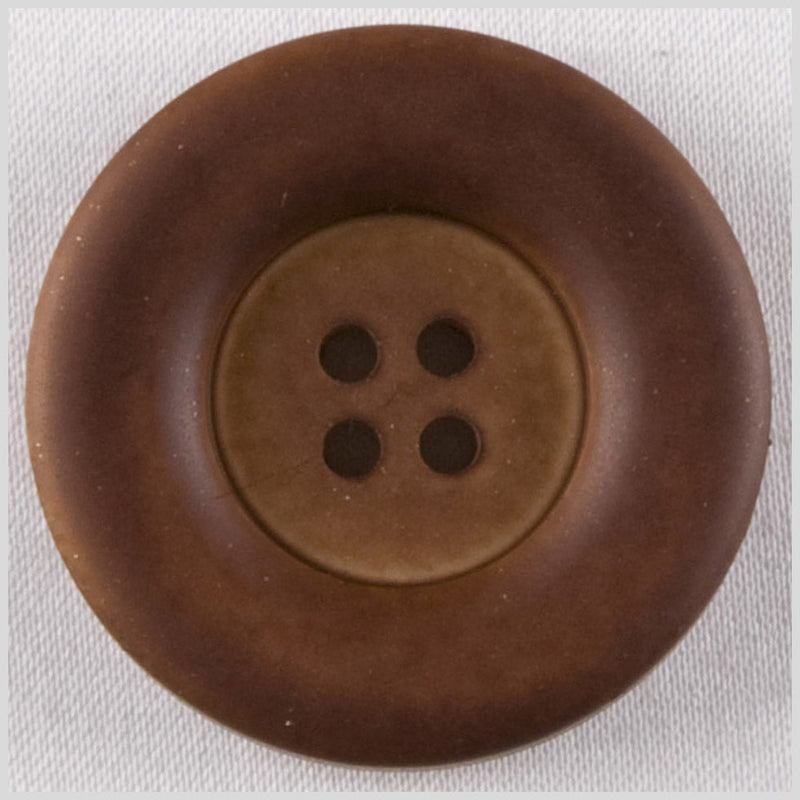 Plastic 4-Hole Button - 42L/27mm - Matte Brown Wide Rolled Rim