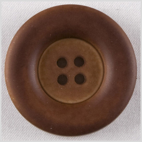 Plastic 4-Hole Button - 42L/27mm - Matte Brown Wide Rolled Rim