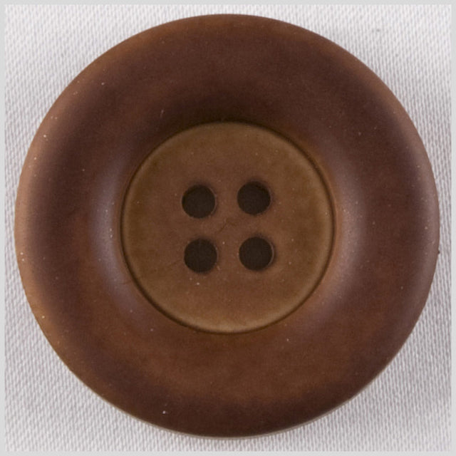 Plastic 4-Hole Button - 42L/27mm - Matte Brown Wide Rolled Rim