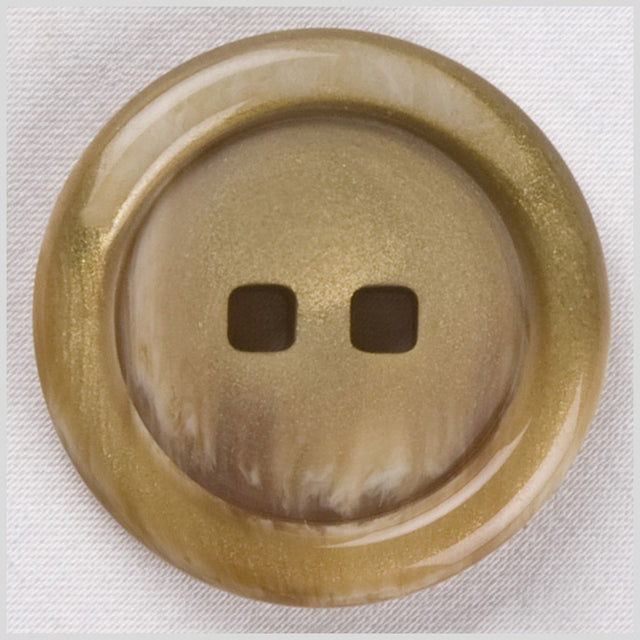 Plastic 2-Hole Button - 44L/28mm - Gold Shimmer Square Holes