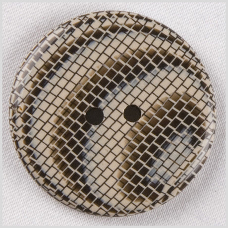 Plastic 2-Hole Button - 40L/25.5mm - Beige and Brown Ripples and Bricks