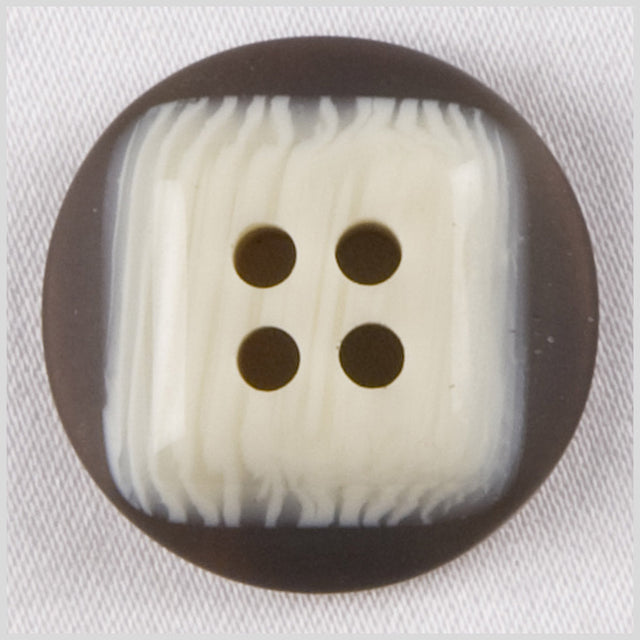 Beige/Brown Plastic Button - 24L/15mm