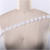 1 Yard 3D White Flower Ribbon Trim Firm Satin Narrow Floral Accent