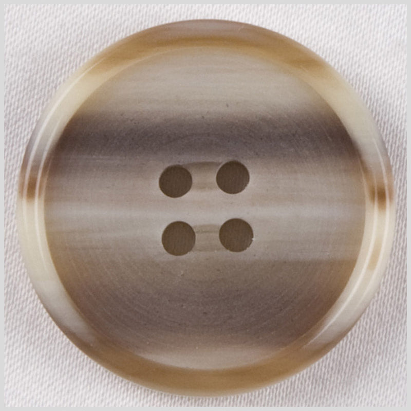 Plastic 4-Hole Button - 40L/25.5mm - Brown, Dark Beige and Cream Foggy Striations Narrow Rim