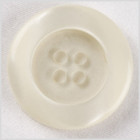 Plastic 4-Hole Button - 40L/25.5mm - Subtle Shimmer Ivory Rolled Rim