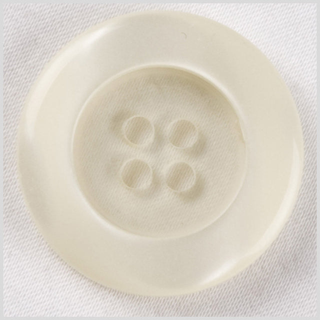 Plastic 4-Hole Button - 40L/25.5mm - Subtle Shimmer Ivory Rolled Rim
