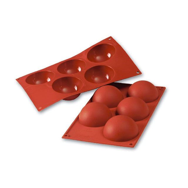 Silikomart SF001 Half Sphere Silicone Baking Mold, 4 Oz, 5 Cavities