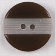 Plastic 2-Hole Button - 28L/18mm - Dark Brown Engraved Ribbing Stripe