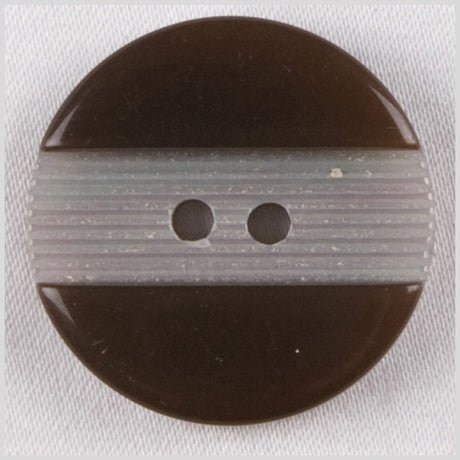 Plastic 2-Hole Button - 36L/23mm - Dark Brown Engraved Ribbing Stripe