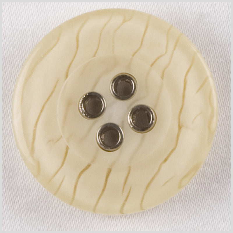 Plastic 4-Hole Button with Metal Eyelet Holes - 36L/23mm - Ivory and Translucent Cracks