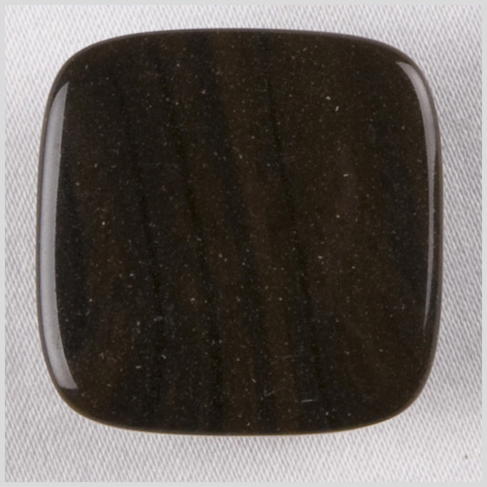 Square Plastic Shank Back Button - 28L/18mm - Black and Brown Animal Stripes and Sparkles