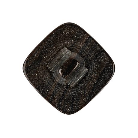 Square Plastic Shank Back Button - 42L/27mm - Black and Brown Animal Stripes and Sparkles