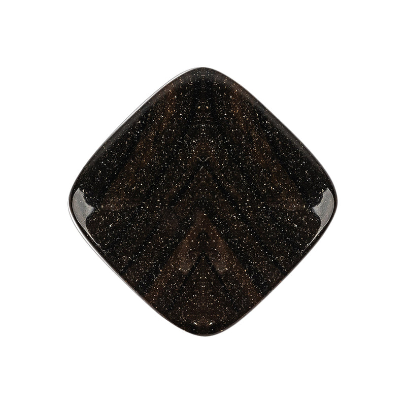 Square Plastic Shank Back Button - 42L/27mm - Black and Brown Animal Stripes and Sparkles