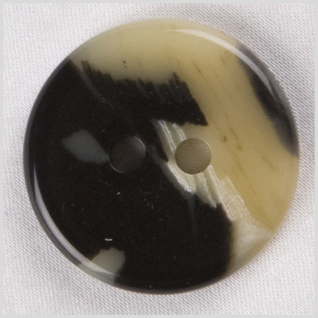 Plastic 2-Hole Button - 40L/25.5mm - Black-Brown and Cream Mottled