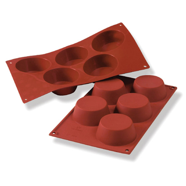 Silicone Baking Mold Muffin 4.57 Oz, 3.19" Dia. x 1.26" H, 5 Cavities