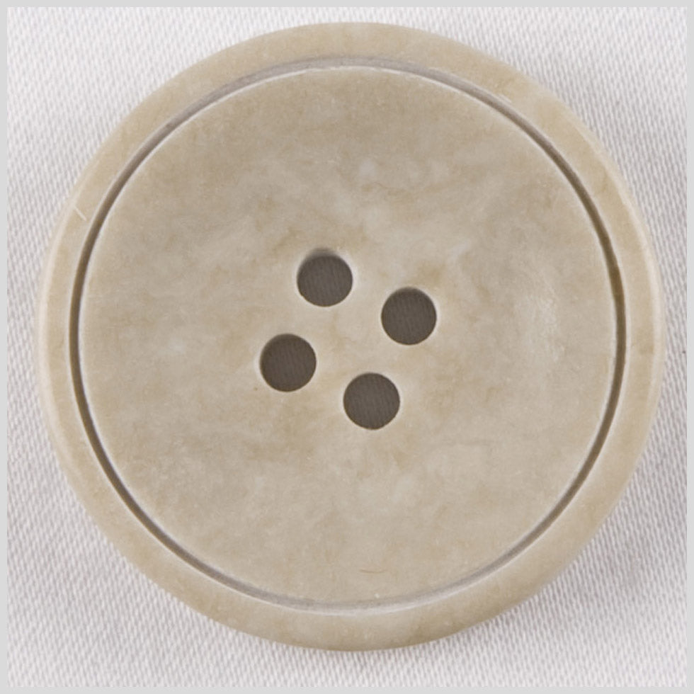 Plastic 4-Hole Button - 36L/23mm - Gray and Beige Stone-Look with Engraved Ring