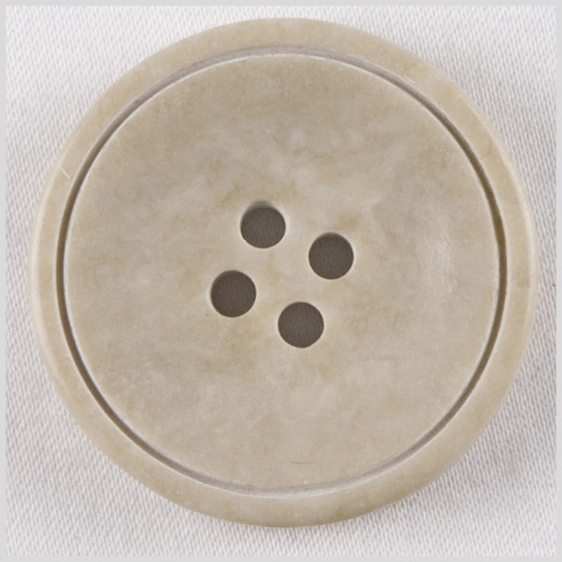 Plastic 4-Hole Button - 44L/28mm - Gray and Beige Stone-Look with Engraved Ring