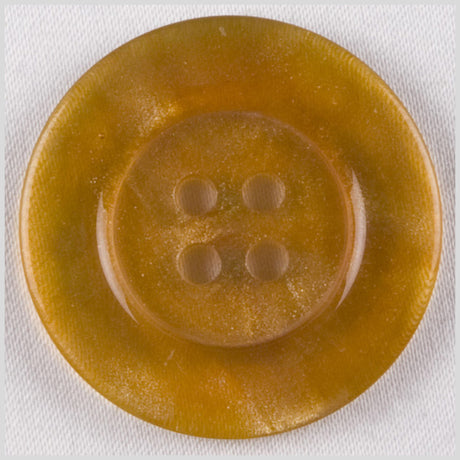 Plastic 4-Hole Button - 44L/28mm - Golden Amber Sparkling Translucent Rolled Rim