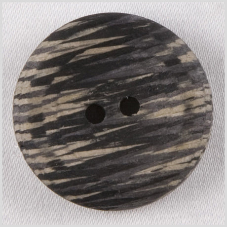 Wood 2-Hole Button - 36L/23mm - Dark Brown and Beige Geometric