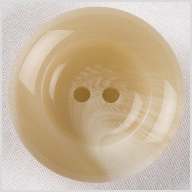 Plastic 2-Hole Button - 28L/18mm - Beige and White Swirl Rolled Rim