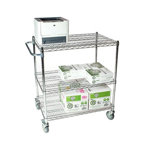 3-Tier Wire Rolling Cart 18" X 30" With Casters