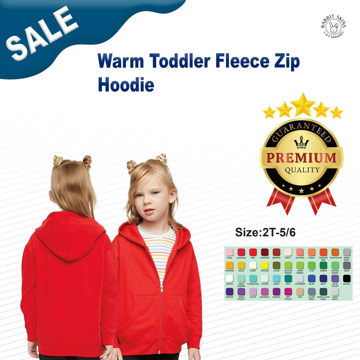 RADYAN® Warm Toddler Fleece Zip Hoodie