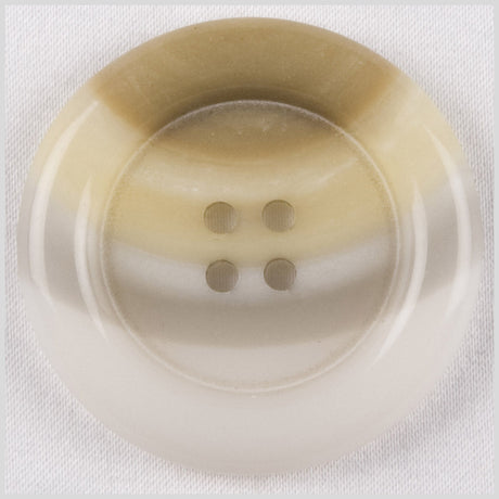 Plastic 4-Hole Button - 48L/30.5mm - Beige and Ivory Curved Stripes Rolled Rim