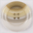 Plastic 4-Hole Button - 54L/34mm - Beige and Ivory Curved Stripes Rolled Rim