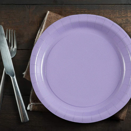 24 Count Lavender Round Paper Dessert Plates for Spring Celebrations 7"