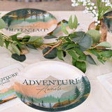 8 Count Adventure Awaits Alpine Mountain Paper Dinner Plates for Graduation and Party Events 9"