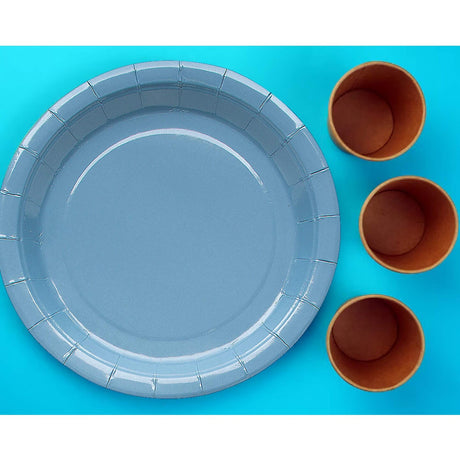 24 Count Slate Paper Plates 7" Round Disposable Dessert Plates for Gatherings