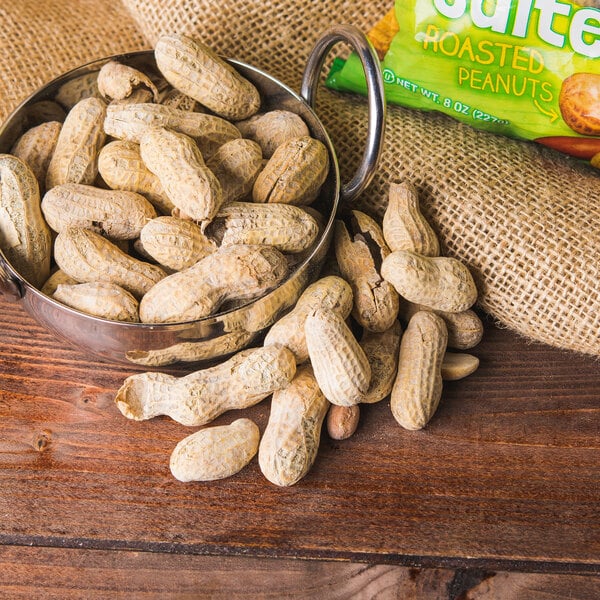 Hampton Farms Roasted Salted In-Shell Peanuts 0.5 lb. - 36/Case