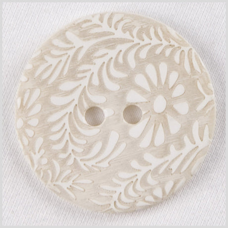 White and Natural Foilage Shell Button - 36L/23mm