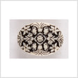 Oval-Shaped Plastic Shank Back Button - 44L/28mm - Black and White Floral Engraving