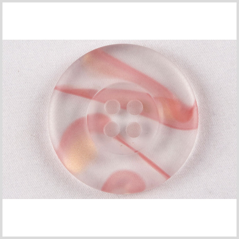 Tire Rim Plastic 4-Hole Button - 36L/23mm - Clear and Baby Pink Swirls