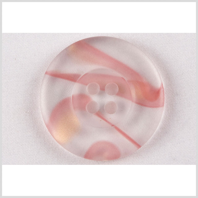 Tire Rim Plastic 4-Hole Button - 36L/23mm - Clear and Baby Pink Swirls