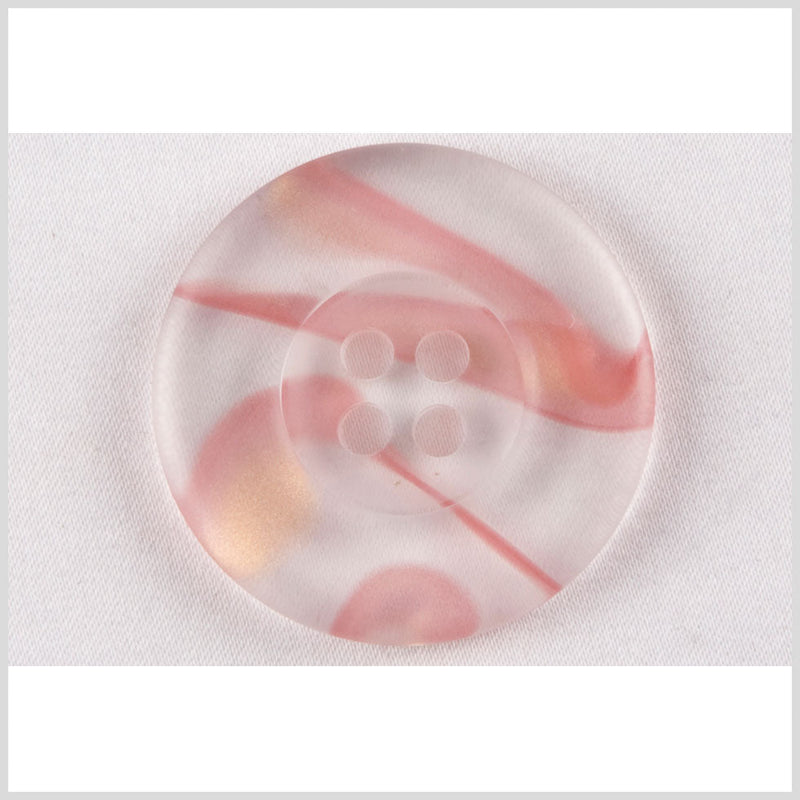 Tire Rim Plastic 4-Hole Button - 44L/28mm - Clear and Baby Pink Swirls