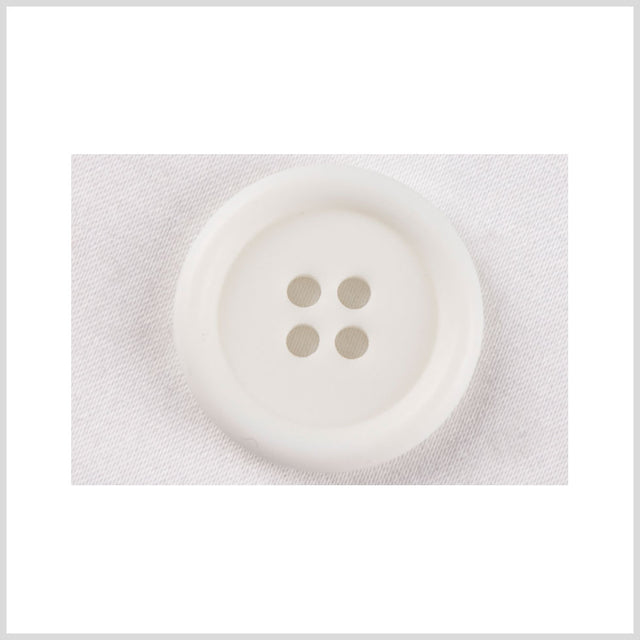Plastic 4-Hole Button - 36L/23mm - Off White Rolled Rim