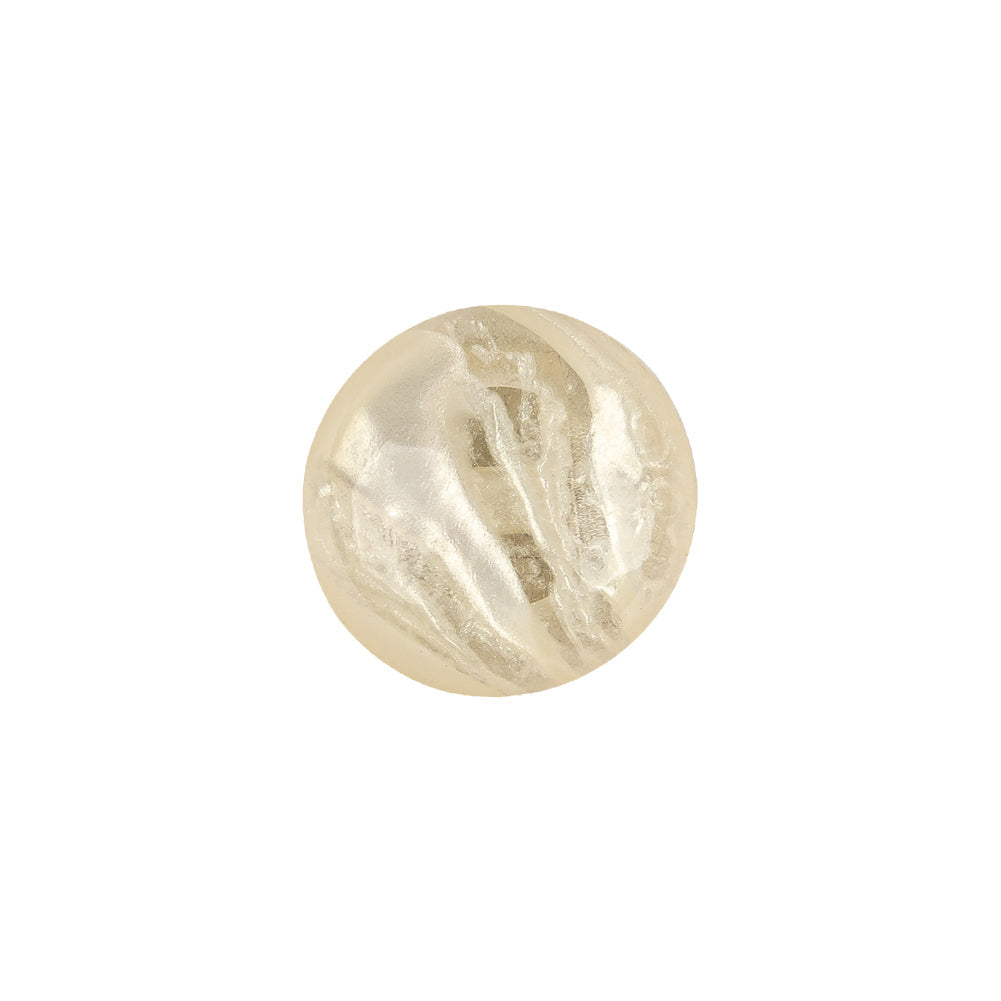 Plastic Shank Back Button - 24L/15mm - Ivory Shimmer Swirl Dome Shaped